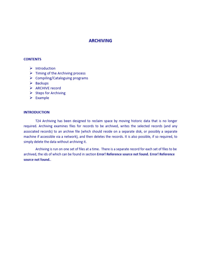 T24 Archiving Process Overview | PDF | Computer File | Backup