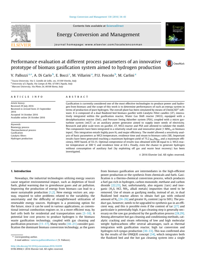 Biomass Gasification for Hydrogen Production | PDF | Gasification ...