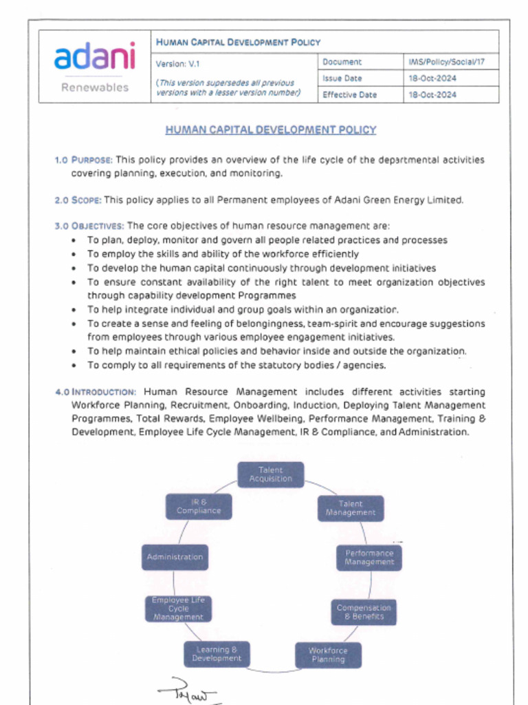 Human Capital Development Policy Adani | PDF