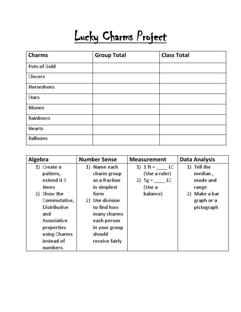 Lucky Charms Math Project Guide | PDF