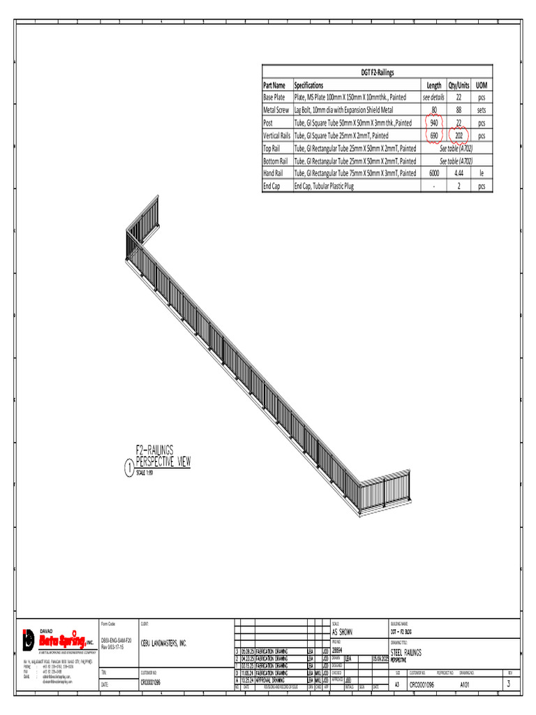 DGT Steel Railing F2-A101 Rev 3 | PDF