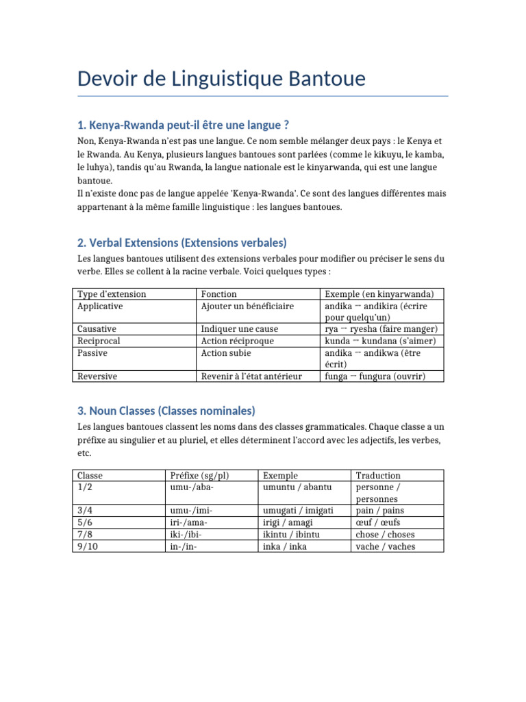 Les langues bantoues et leurs caractéristiques | PDF