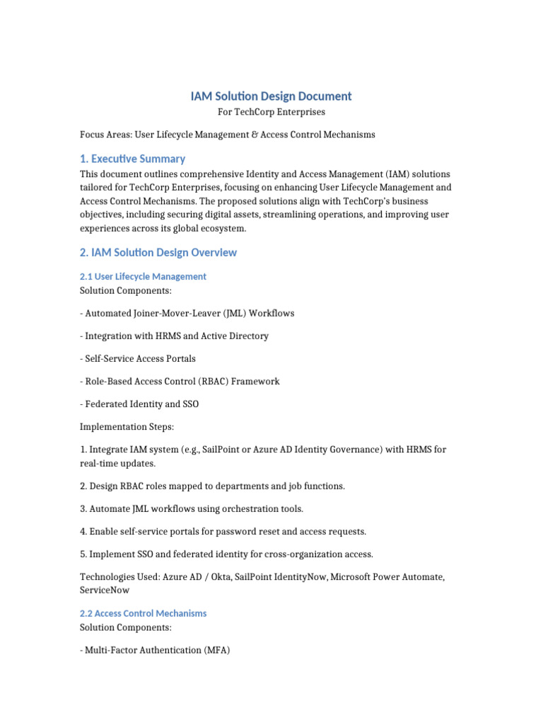IAM Solutions Design for TechCorp | PDF | Computing | Information ...