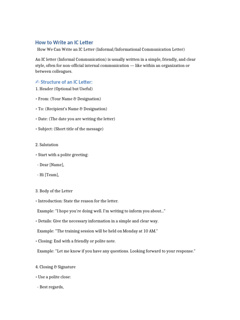 Writing an IC Letter Guide | PDF