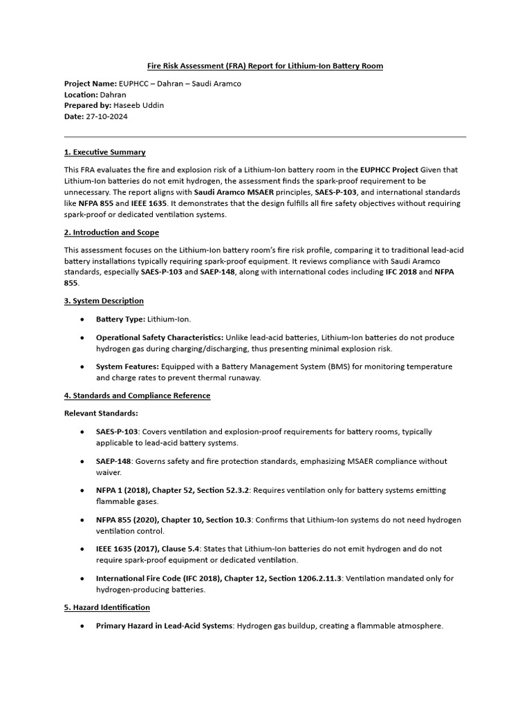 Lithium-Ion Battery Fire Risk Assessment | PDF | Lithium Ion Battery ...