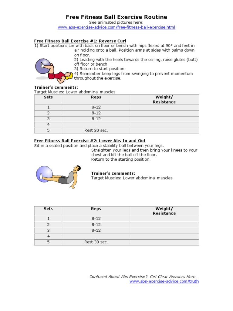 Free Fitness Ball Exercise Routine Anatomical Terms Of