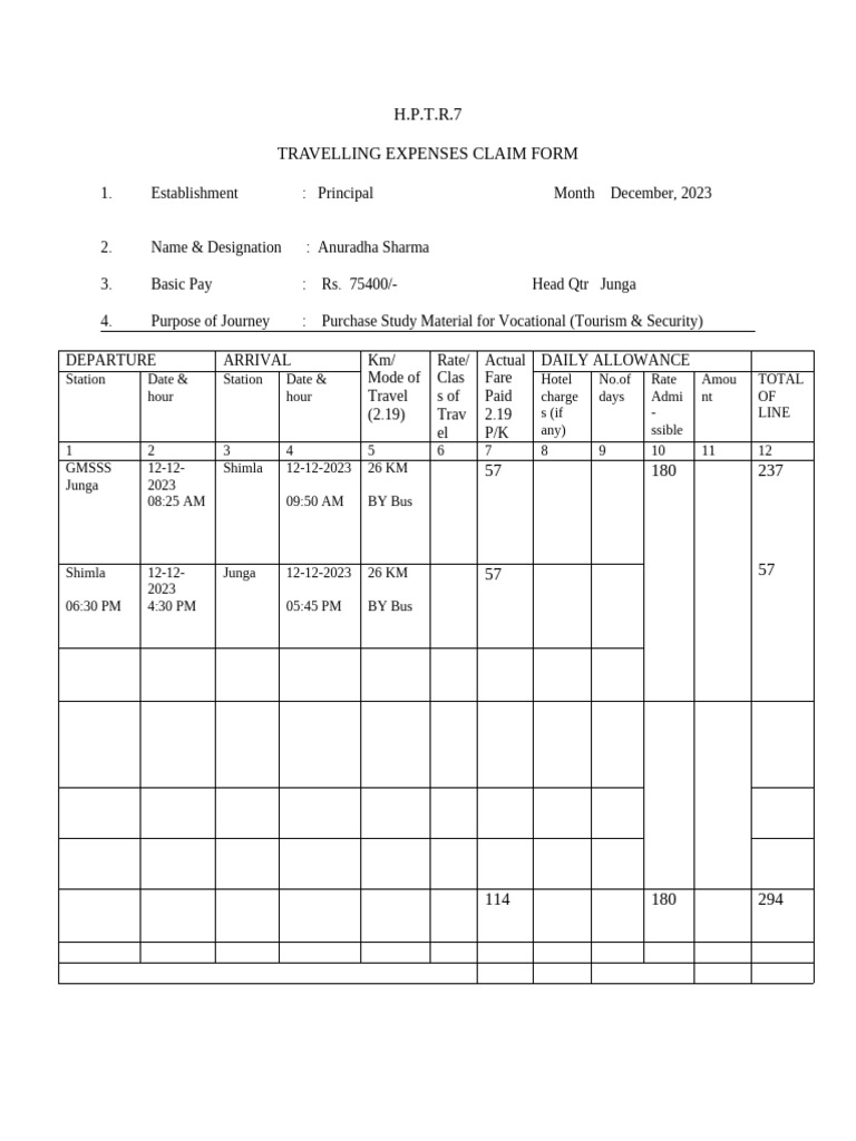 Travelling Expenses Claim Form Guide | PDF | Transport