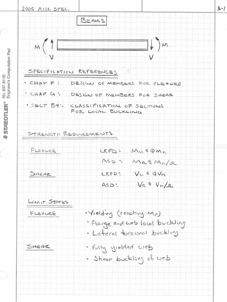 Steel Review Notes IV - Beams | PDF