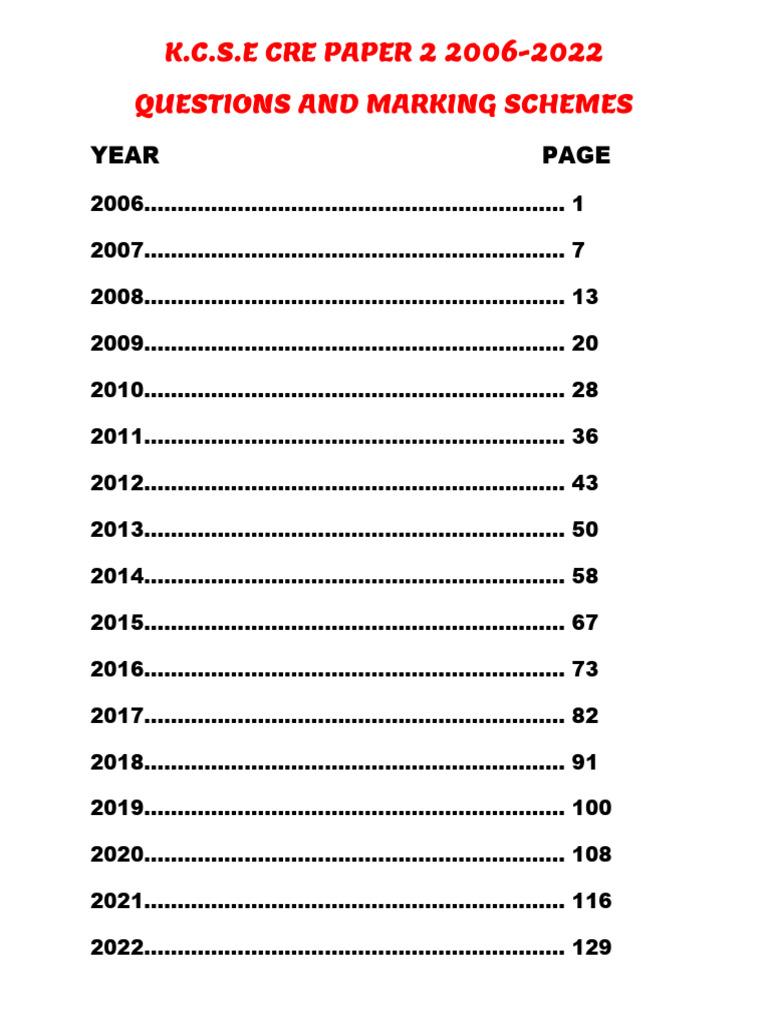 KCSE CRE Paper 2: 2006-2022 Guide | PDF | Jesus | Disciple (Christianity)
