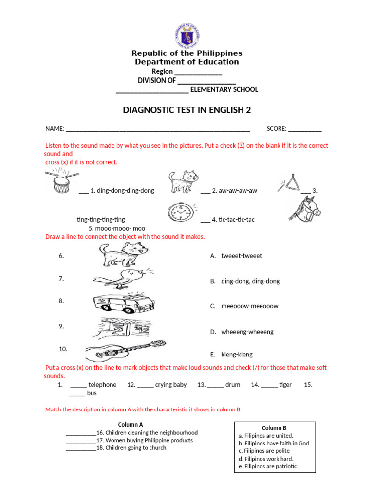 English 2 Diagnostic Test for Students | PDF | Chess Openings | Chess