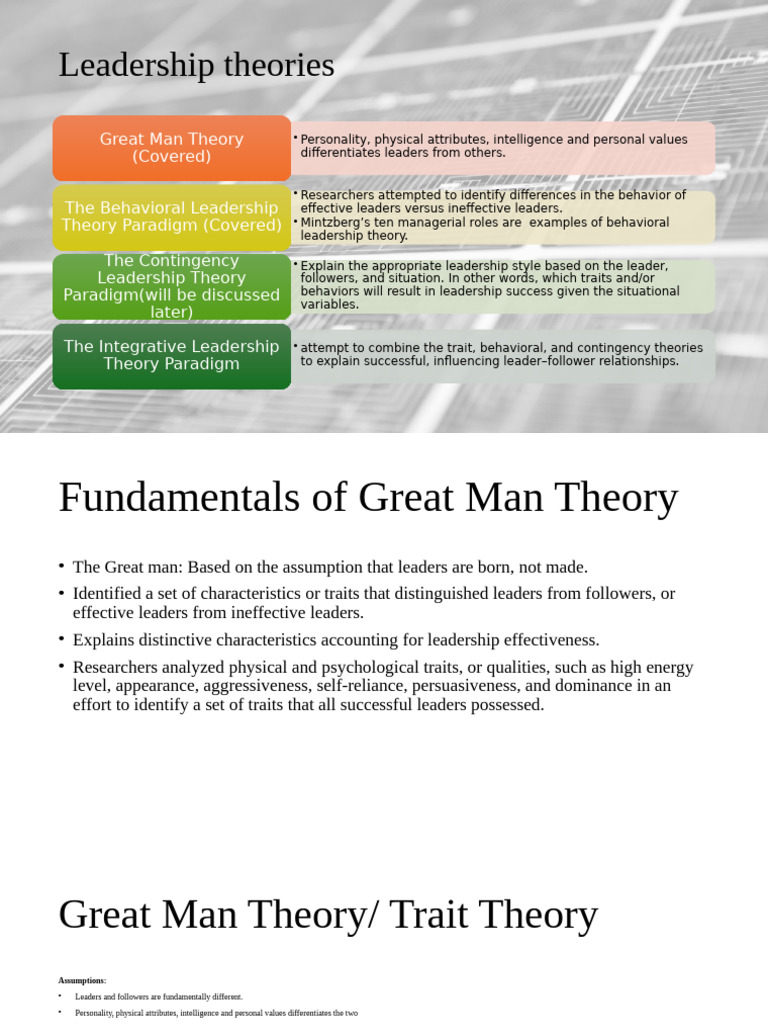 Overview of Leadership Theories | PDF | Leadership | Behavior