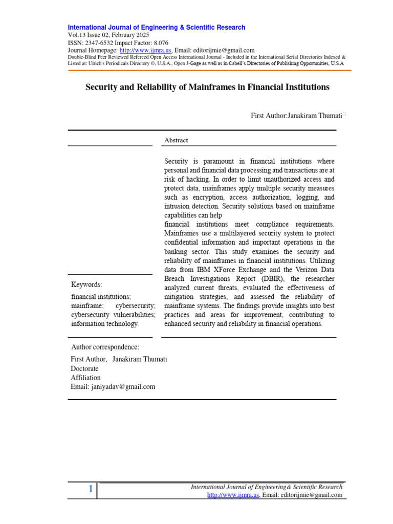 Security and Reliability of Mainframes I | PDF | Computer Security ...