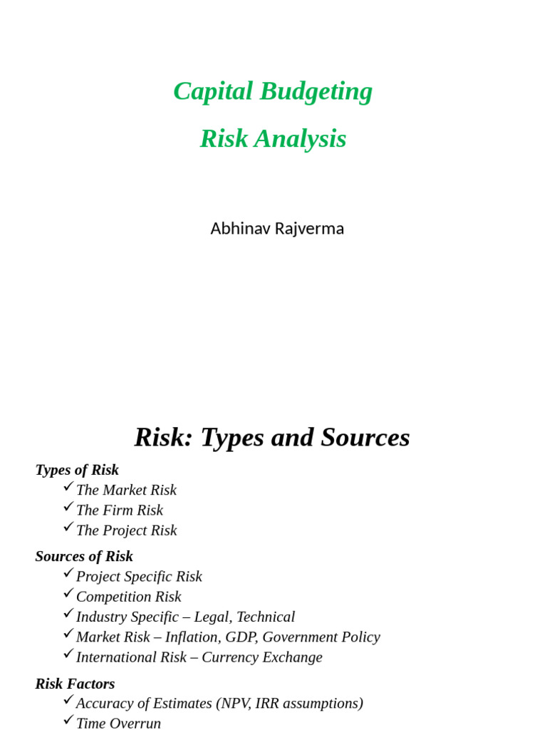 5.2 Capital Budgeting - Risk Analysis | PDF | Capital Budgeting | Net ...
