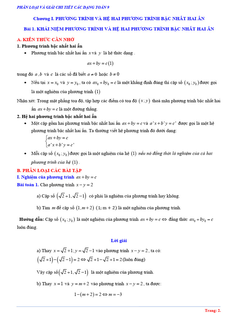 Thcs Pdfphan Loai Va Giai Chi Tiet Cac Dang Bai Tap Toan 9 Knttvcs Tap