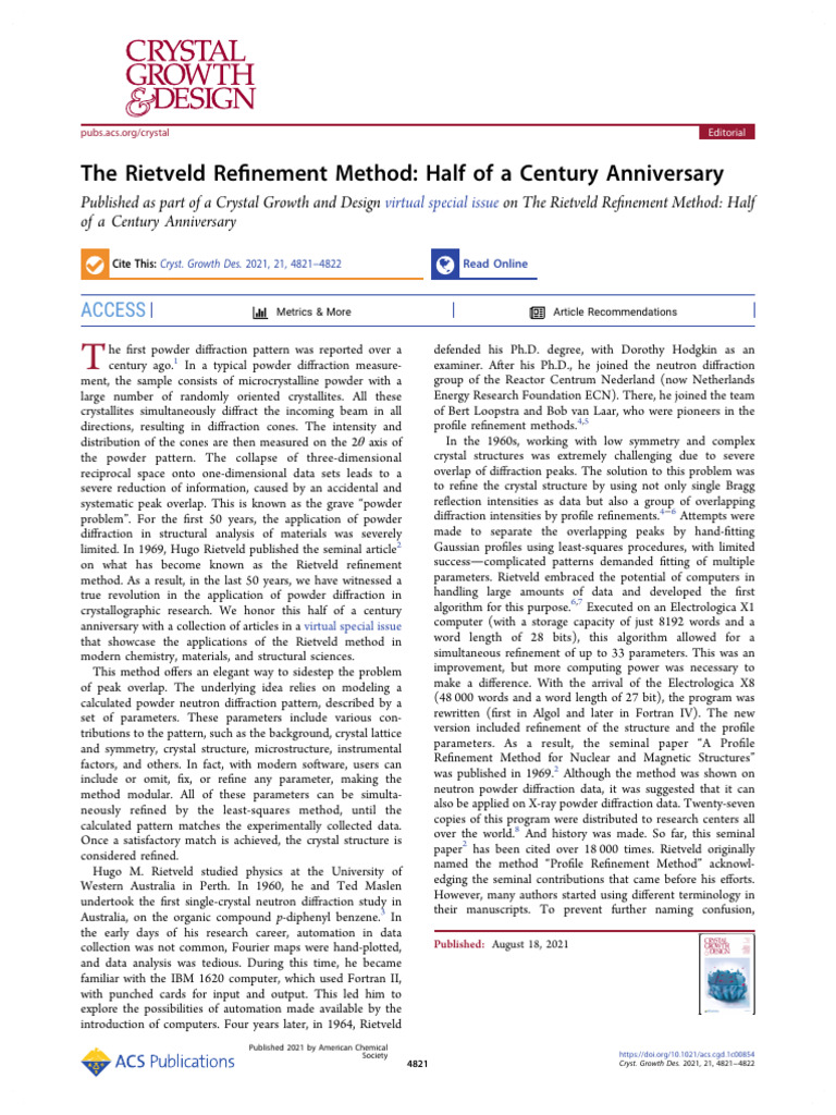 2021 The Rietveld Re Nement Method Half of A Century Anniversary | PDF ...