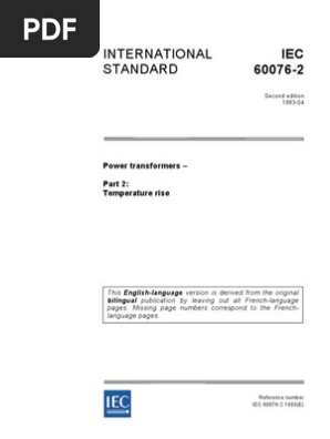 Transformer Iec Part 2 Temperature Rise International Electrotechnical Commission Fax