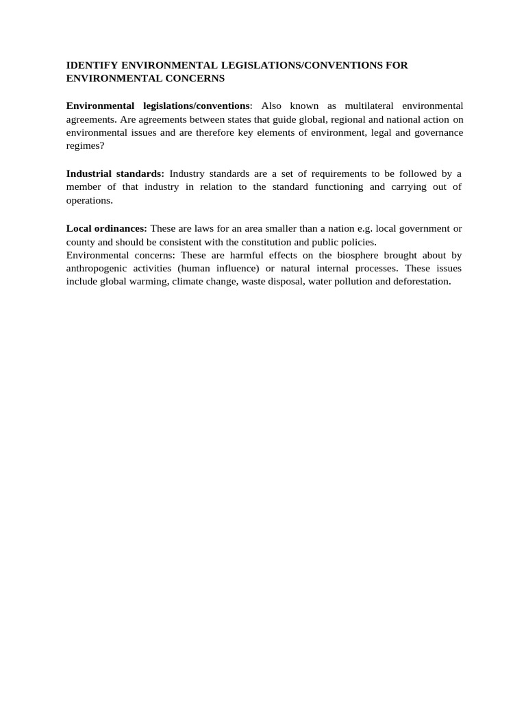 Environmental Legislation and Policies Overview | PDF | Climate Change ...