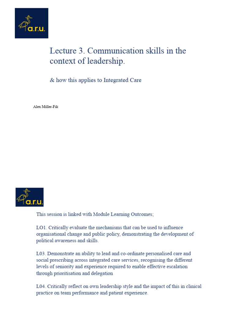 Leadership Communication in Integrated Care | PDF | Communication ...