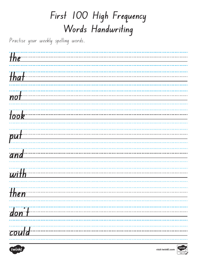 High Frequency Words Handwriting Sheets | PDF