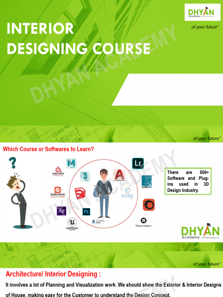Interior Designing Course Presentation | PDF | Sketch Up | 3 D Computer ...