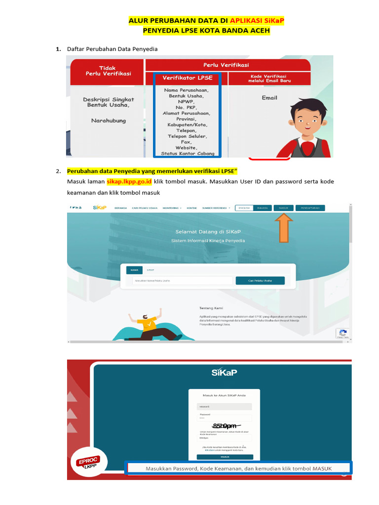 Panduan Perubahan Data LPSE Banda Aceh | PDF