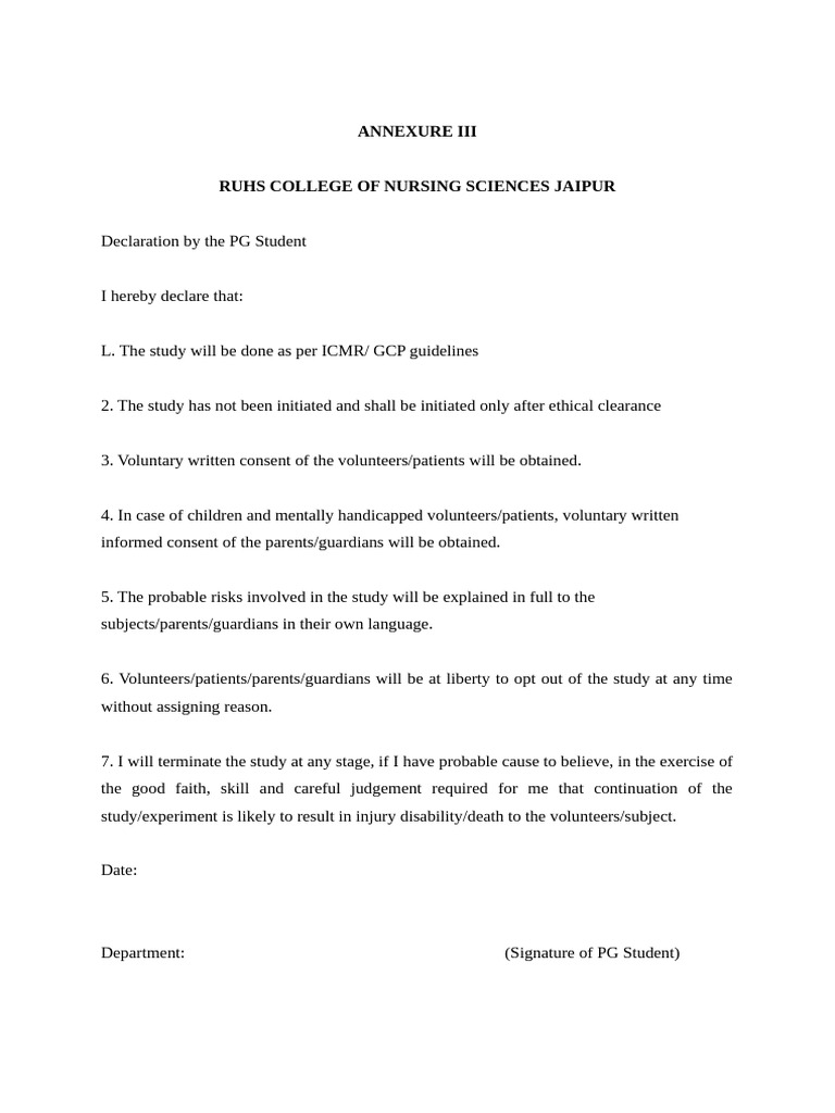 PG Student Ethical Declaration Form | PDF