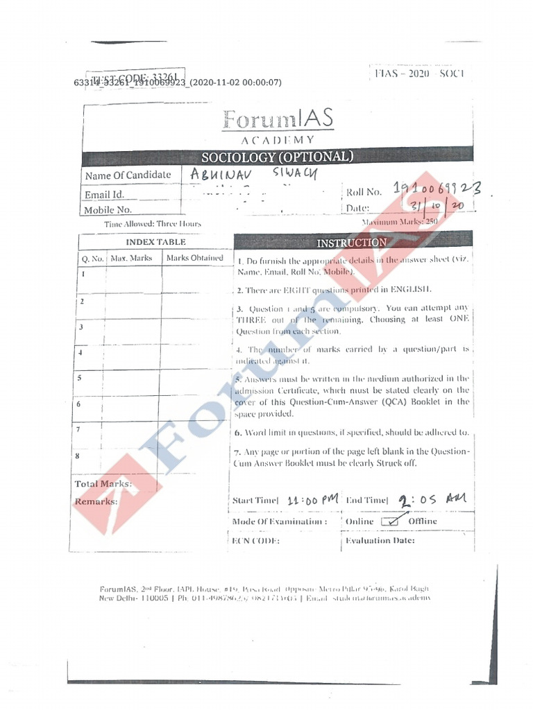 Abhinav Siwach Rank 12 MGP Copy 1 Sociology | PDF