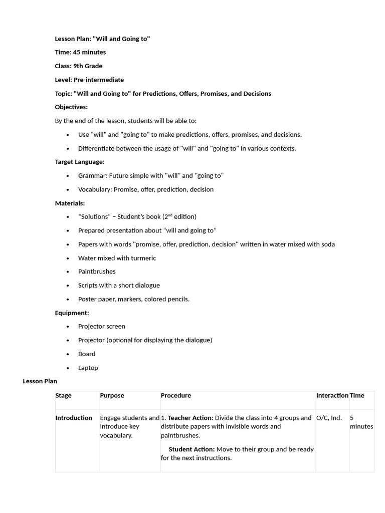 Lesson Plan for 