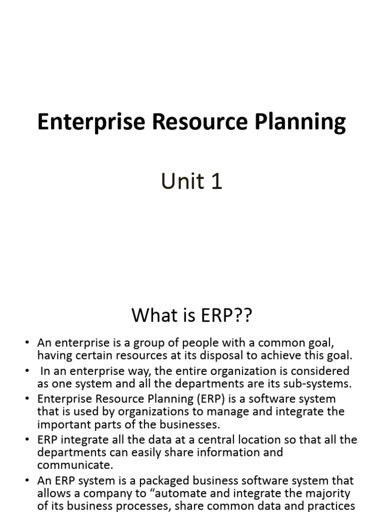Understanding Enterprise Resource Planning (ERP) | PDF | Enterprise ...