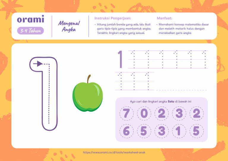 Worksheet PDF Worksheet Anak Orami-Mengenal Angka | PDF