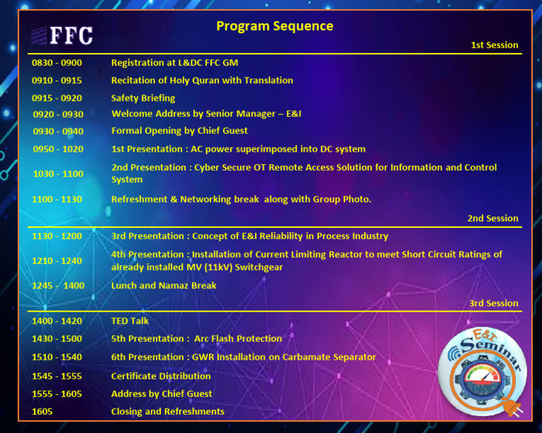 Seminar Schedule and Program Details | PDF