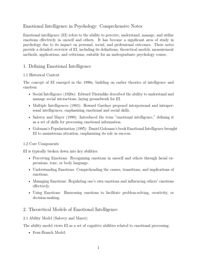 Emotional Intelligence Overview for Students | PDF | Emotional ...