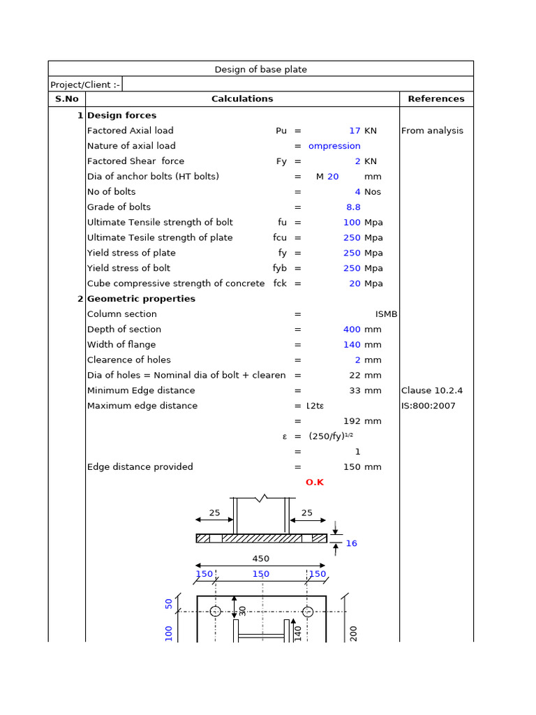 Base Plate Design Calculations | PDF | Strength Of Materials | Screw