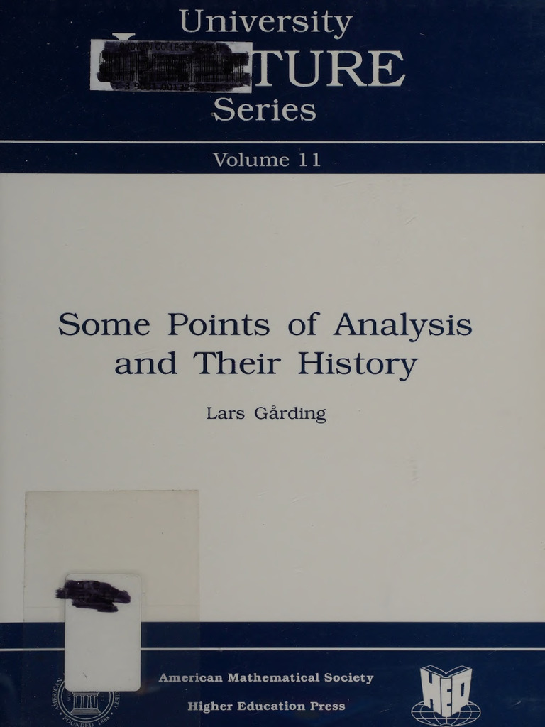 Some Points of Analysis and Their History: Lars Garding | PDF ...