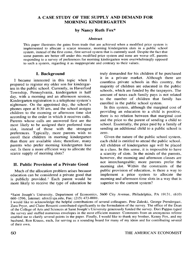 S3 - A Case Study of The Supply and Demand For Morning Kindergarten by ...
