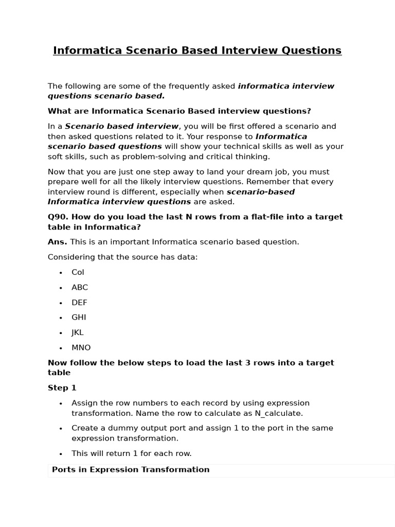 Informatica Scenario Based Interview Questions | PDF | Data Management ...