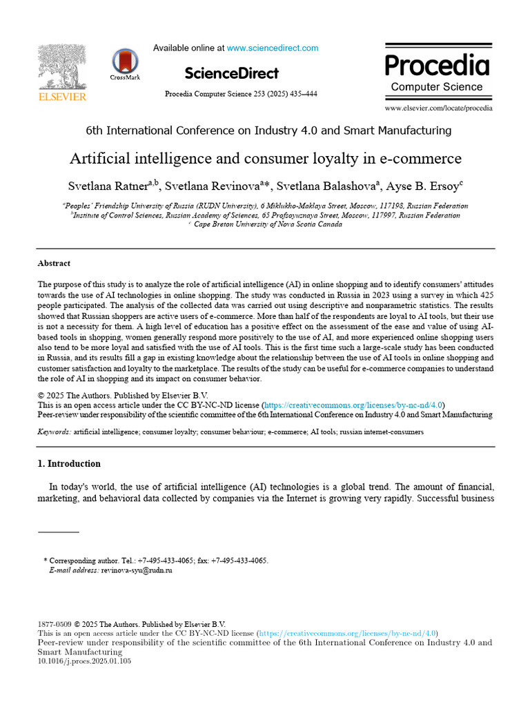 AI's Impact on E-Commerce Loyalty in Russia | PDF | Online Shopping ...