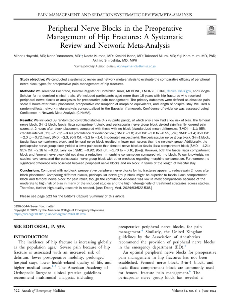 Peripheral Nerve Blocks in The Preoperative Manage | PDF | Meta ...