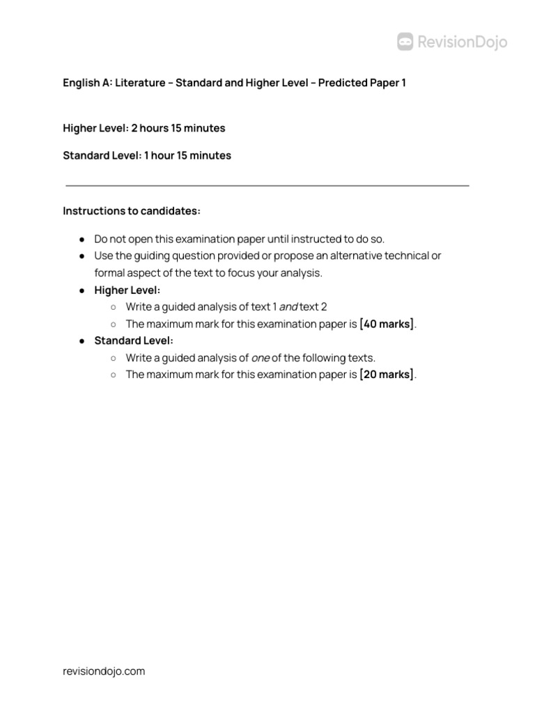 O Level English Paper 1 Predictions | PDF