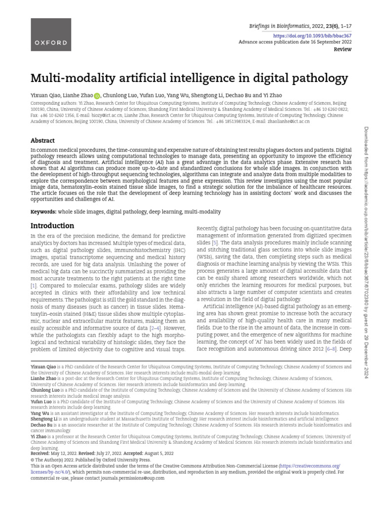 Multi-Modality AI in Digital Pathology | PDF | Pathology | Deep Learning