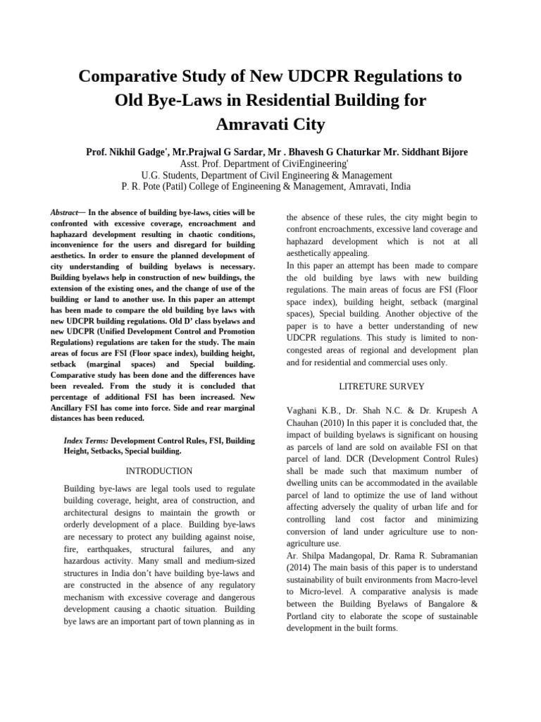 Comparative Analysis of UDCPR Regulations | PDF | Building Code