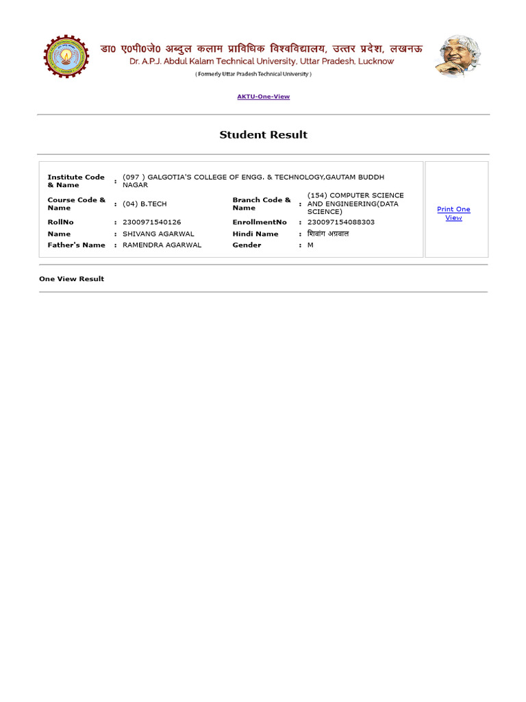 AKTU B.Tech Computer Science Results | PDF | Computer Science | Computing
