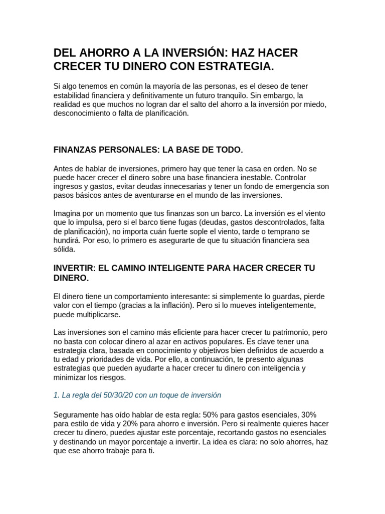 Estrategias para Invertir y Crecer Tu Dinero | PDF | Inversiones ...