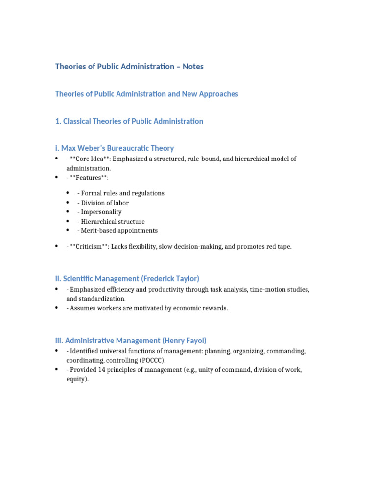 Five Theories of Public Administration | PDF | Business | Economies