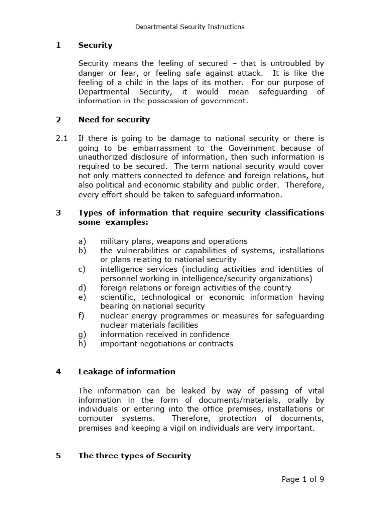 Departmental Security Guidelines | PDF | Classified Information ...
