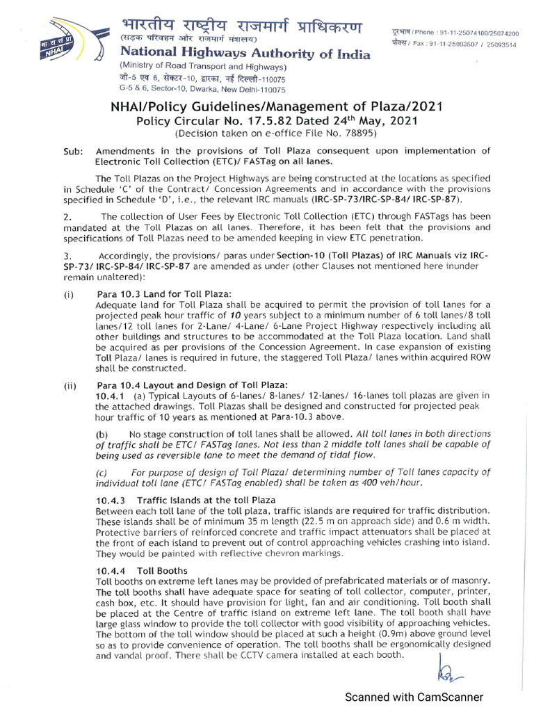 NHAI Policy Circular No. 17.5.82 Dated 24.05.2021 | PDF