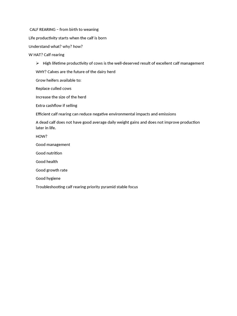 Calf Rearing | PDF