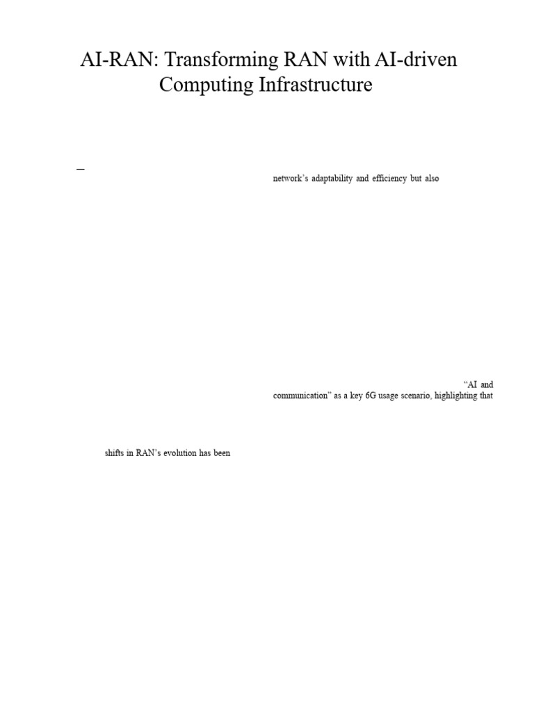 AI-RAN: Revolutionizing RAN with AI Integration | PDF | Computer ...
