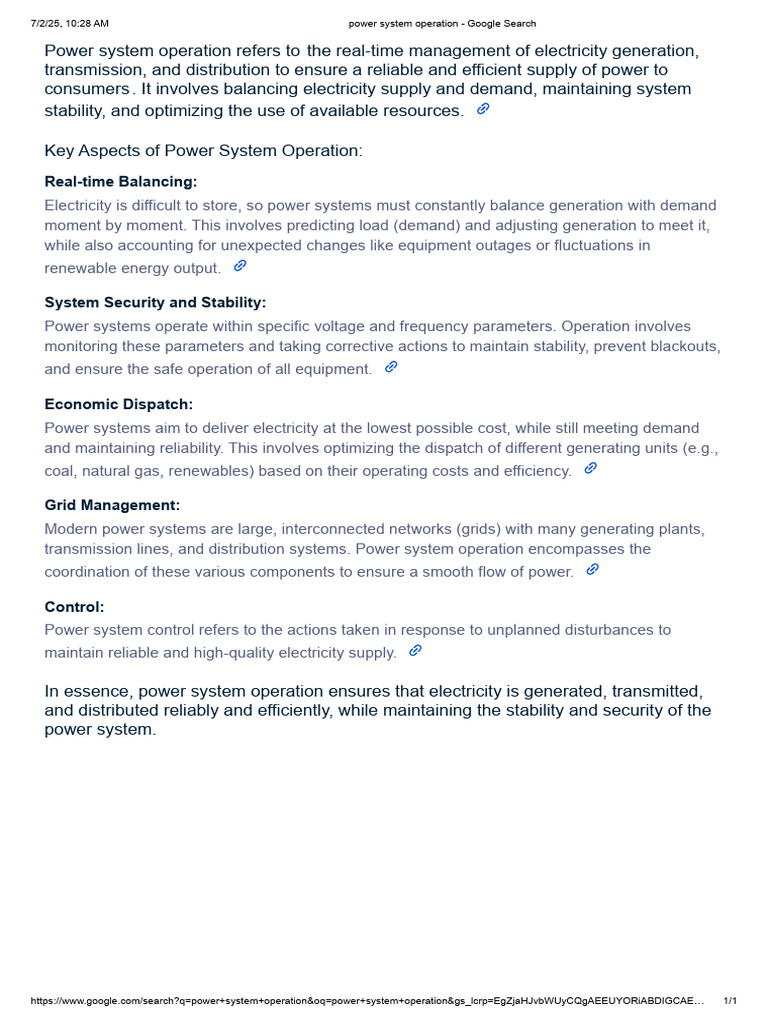 Power System Operation Overview | PDF