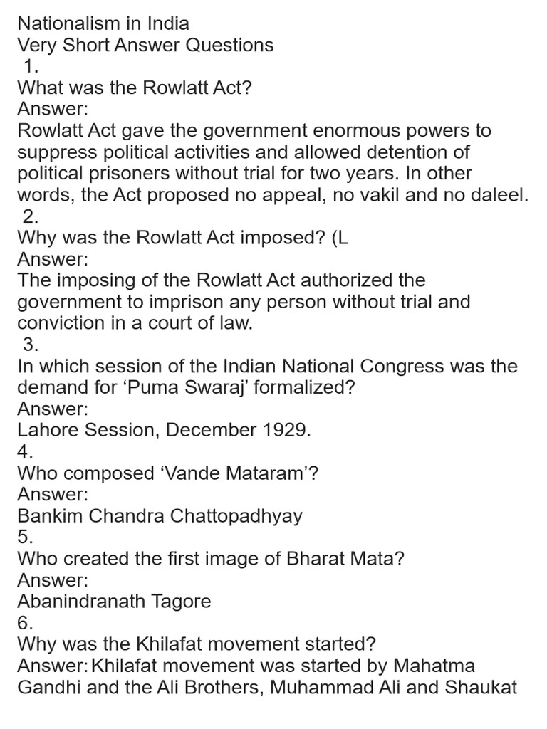 Class 10 CH 2 History Short and Long | PDF | Mahatma Gandhi | British Raj